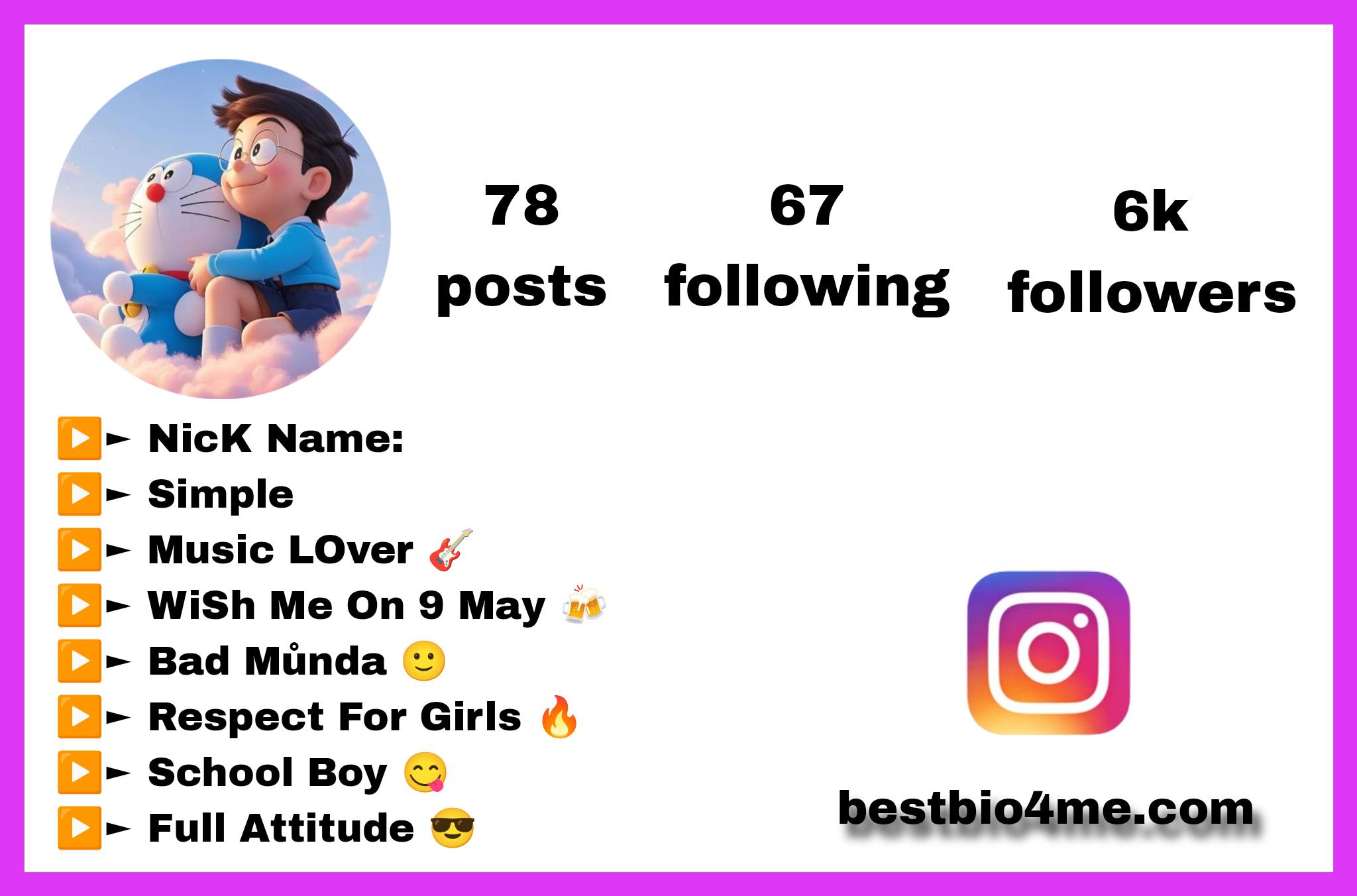 Best 145+ Nobita Bio For Instagram